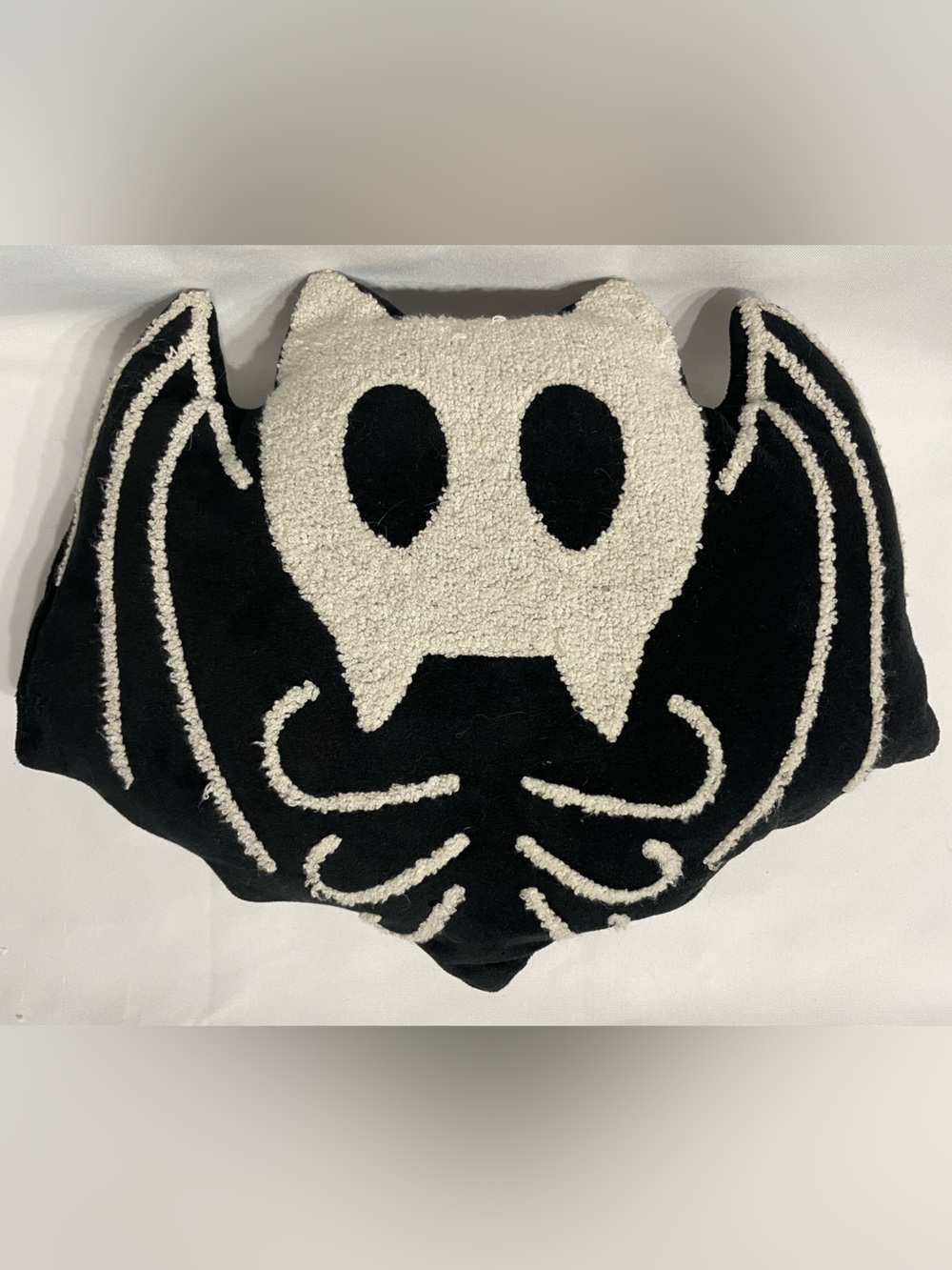 15” Skeletal Bat Spooky Halloween Goth Throw Pillow Good Condition